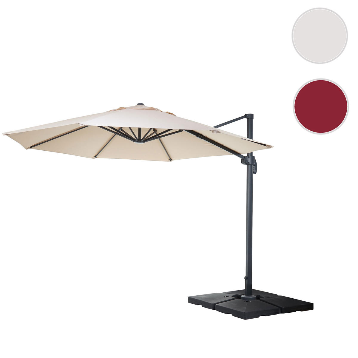 AMPELSCHIRM RUND Cremeweiß 350/350 cm - Weiß, Textil (370/350cm) - MCW