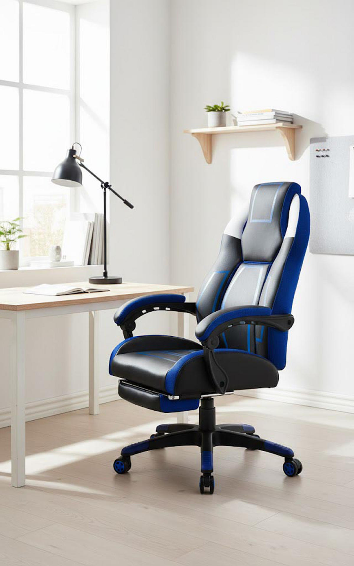 BÜROSTUHL Nexil Kunstleder schwarz/blau - Schwarz, Metall (69/127/70.5cm) - TPFLiving