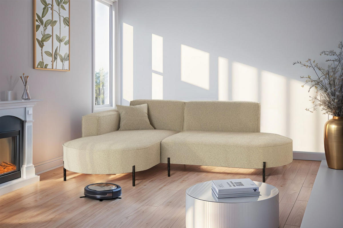 ECKSOFA Valencia Xs - Beige, Holzwerkstoff/Textil (236/165cm) - Fun Möbel