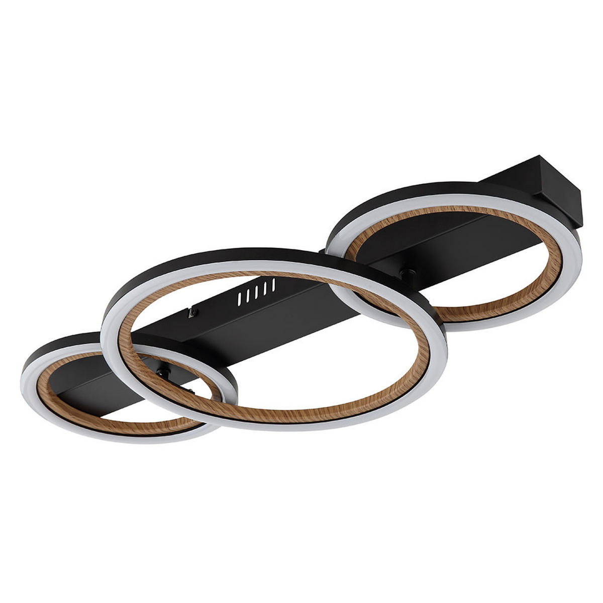 LED DECKENLEUCHTE Holzoptik Braun Ring Design - Schwarz, Metall (58/30/7cm) - Globo Lighting