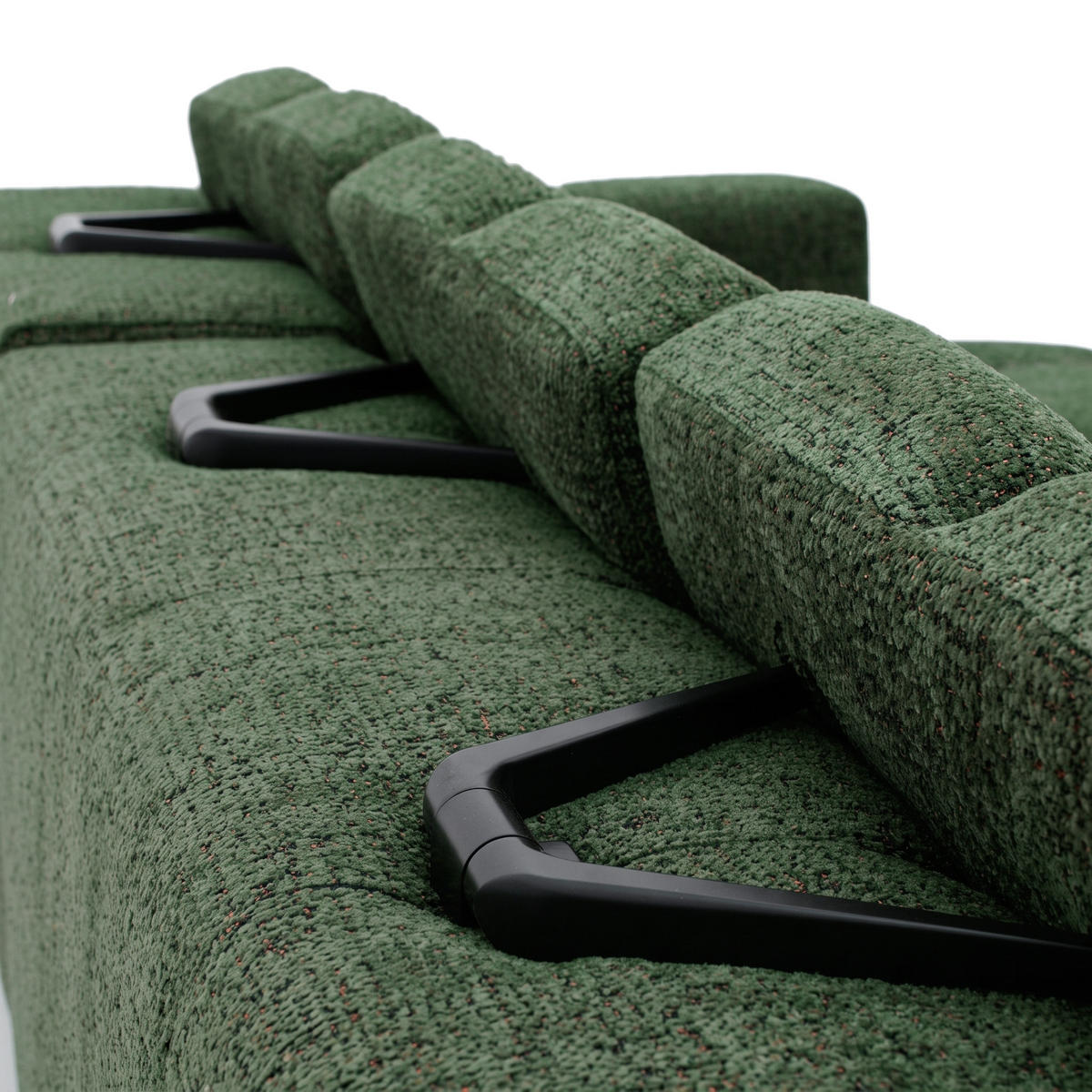 ECKSOFA TENDER Rechts mit Schlaffunktion und Verstellbare Kopfstützen, Chenille grün - Schwarz/Grün, Holz/Kunststoff (176/315cm) - Muffo
