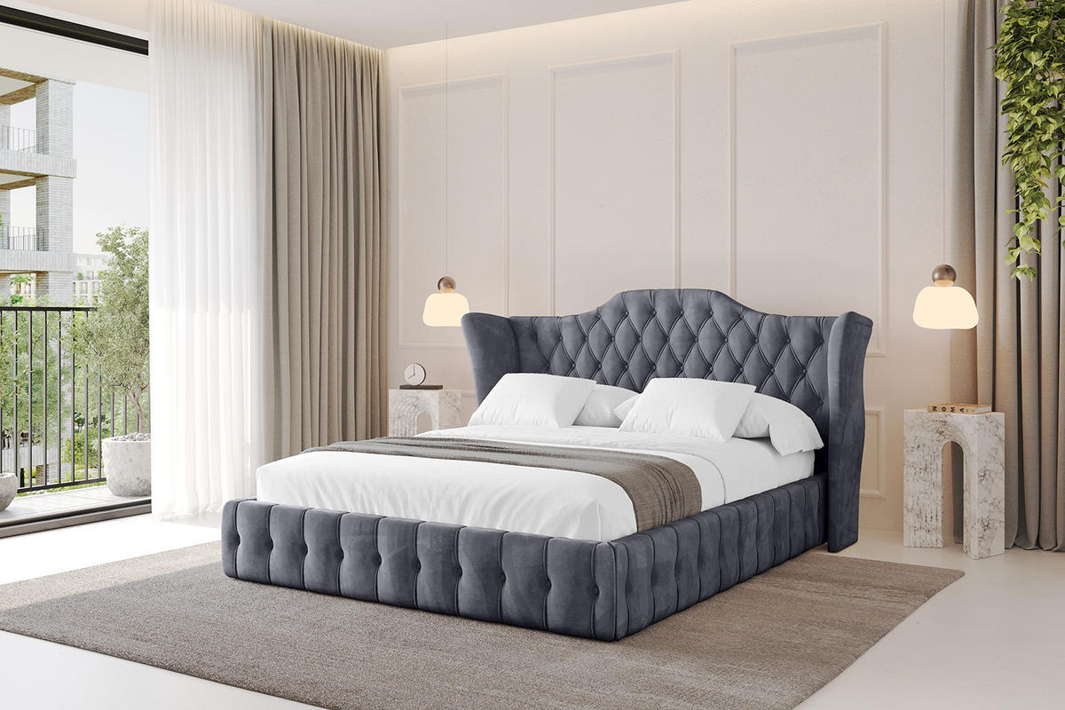 POLSTERBETT mit Bettkasten und Lattenrost, Bett mit Matratze H3/H4 - MODY 120x200 Dunkelgrau - Dunkelgrau, Holzwerkstoff/Textil (120/200cm) - ALTDECOR