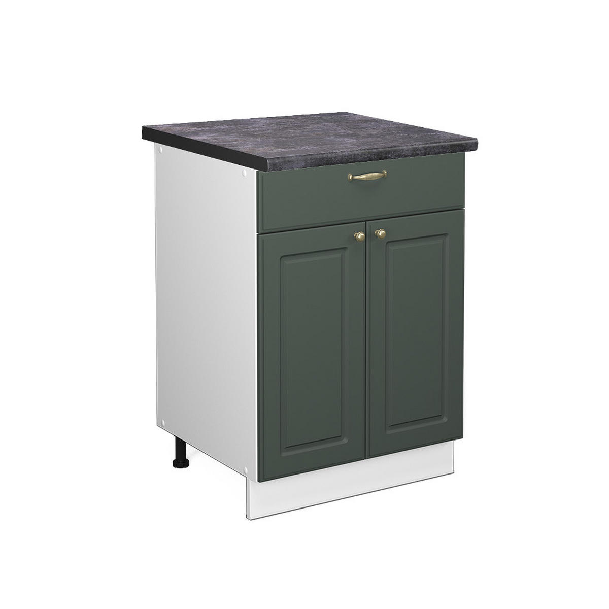 KÜCHENUNTERSCHRANK Fame-Line Grün-Gold Landhaus 60 cm mit Schublade AP Anthrazit - Weiß/Grün, Holzwerkstoff (60/82/60cm) - Vicco