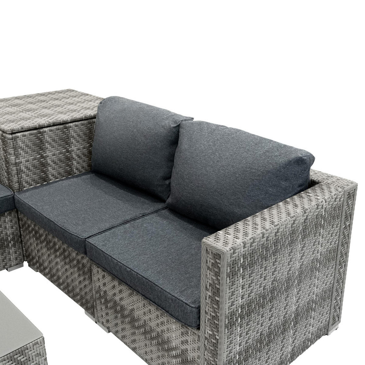 LOUNGEGARNITUR MODULAR Rattan 6-teiliges Grau - Grau, Kunststoff - Jardi