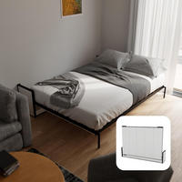 SCHRANKBETT Murphy Studio 190x140 Horizontal, mit Gasdruckfeder-Mechanismus - Brombeere/Schwarz, Metall (190/140cm) - WallBedKing