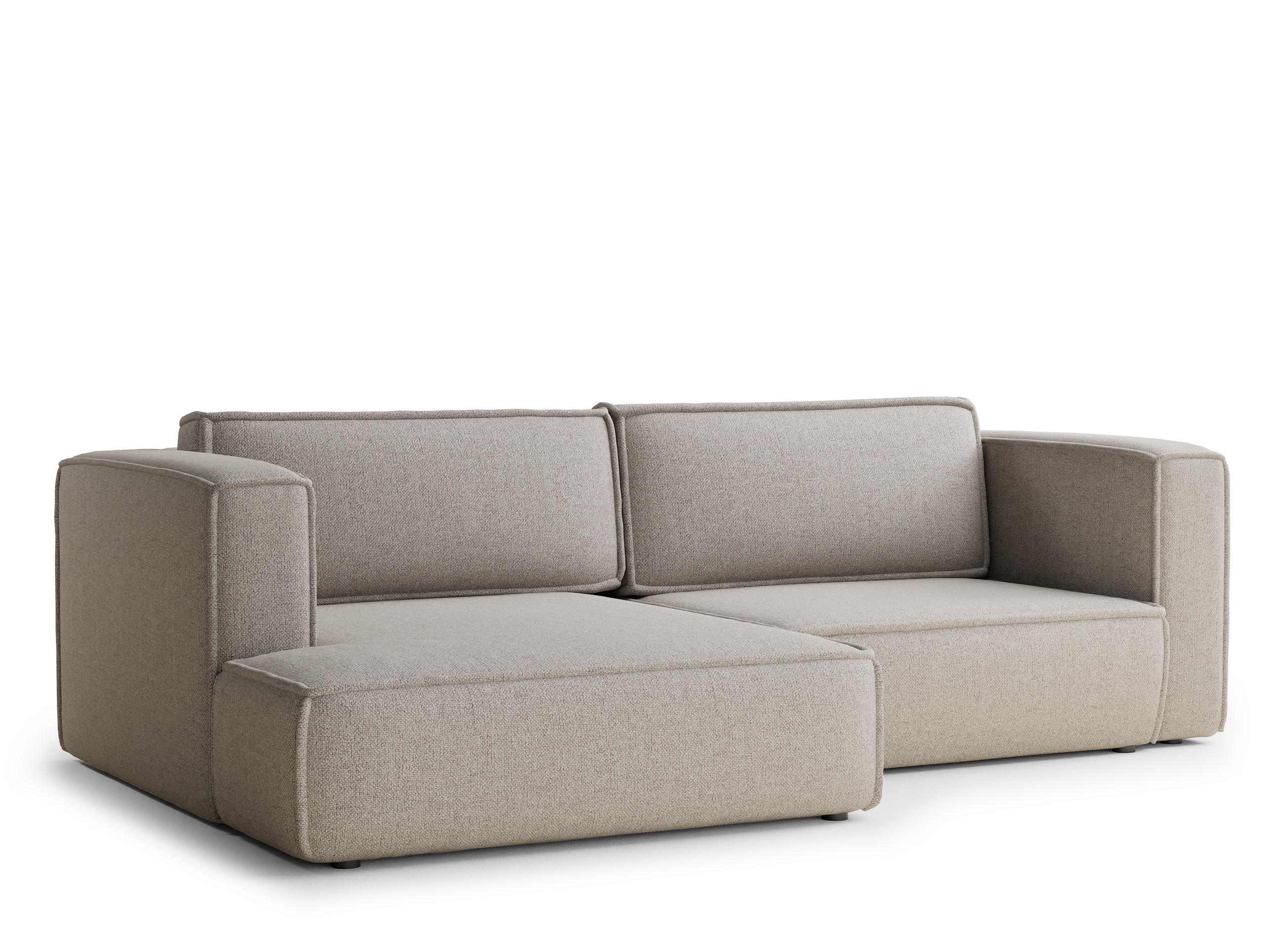 ECKSOFA MIT SCHLAFFUNKTION Velto Beige Webstoff - Greige/Schwarz, Holz/Holzwerkstoff (152/250cm) - Maison de Reve