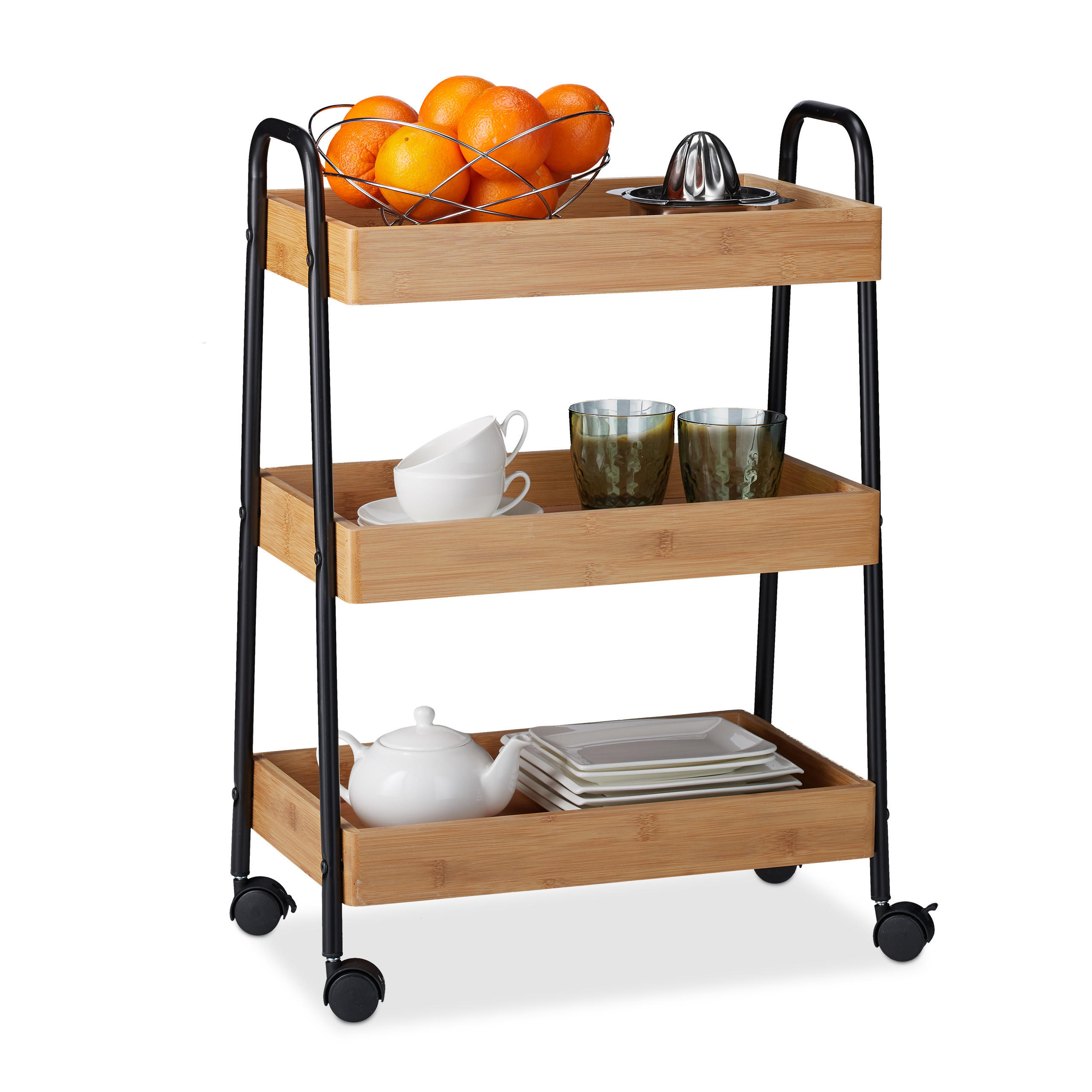 SERVIERWAGEN - Hellbraun, Holz/Holzwerkstoff (49.5/70/28cm) - Relaxdays