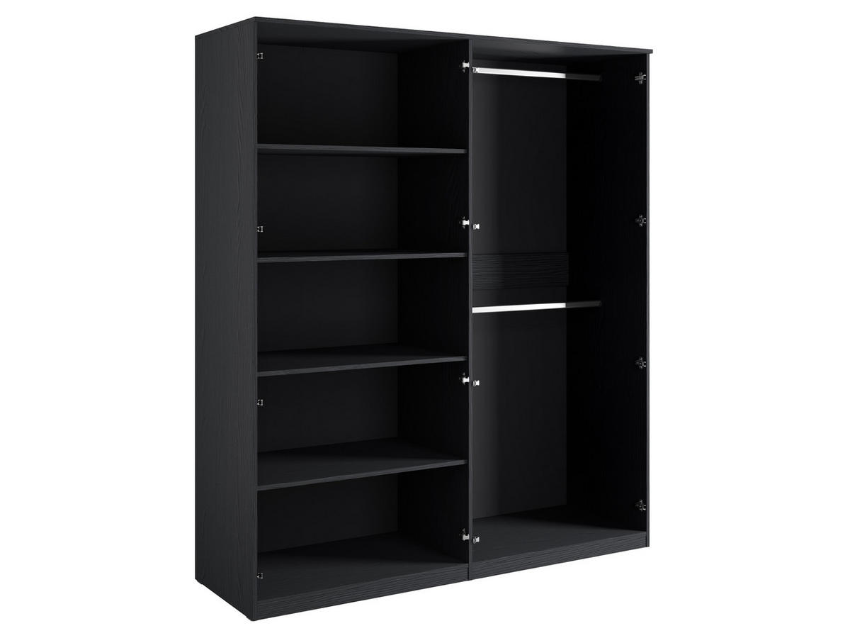 KLEIDERSCHRANK MERONA 20 - 179,4×209,1×58,5 cm 4 Türen mit Kleiderstange Schwarz Graphit - Schwarz, Holz/Holzwerkstoff (179.4/209.1/58.5cm) - Milaros Markt