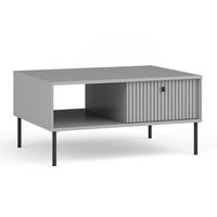 COUCHTISCH Irelis 1T Grau 87/43,2/66 cm – mit geriffelten Fronten und offener Ablage, mit schwarzen Beinen - Schwarz/Grau, Holzwerkstoff/Metall (66/87/43.2cm) - AX Living