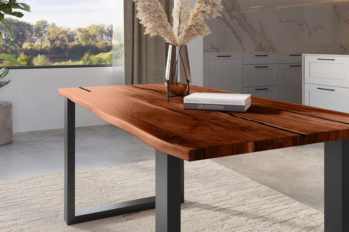 ESSTISCH POLLY - Schwarz/Braun, Holz/Metall (80/120/77cm) - SAM