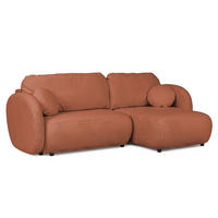 ECKSOFA Candy mit Schlaffunktion Terrakotta Bouclé-Stoff - Ottomane rechts - Terra cotta/Schwarz, Holz/Kunststoff (146/230cm) - S-Style Möbel