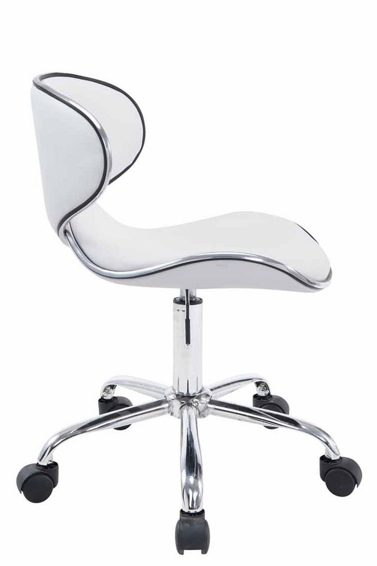 HOCKER Lederlook weiß - Chromfarben/Weiß, Textil/Metall (47/71/50cm) - CLP