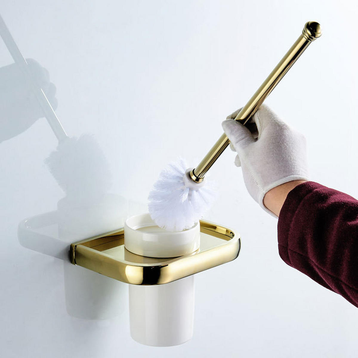 TOILETTENBÜRSTENHALTER – Gold (17 x 10,5 x 36,5 cm) - Goldfarben, Metall (19.5/36/13cm)