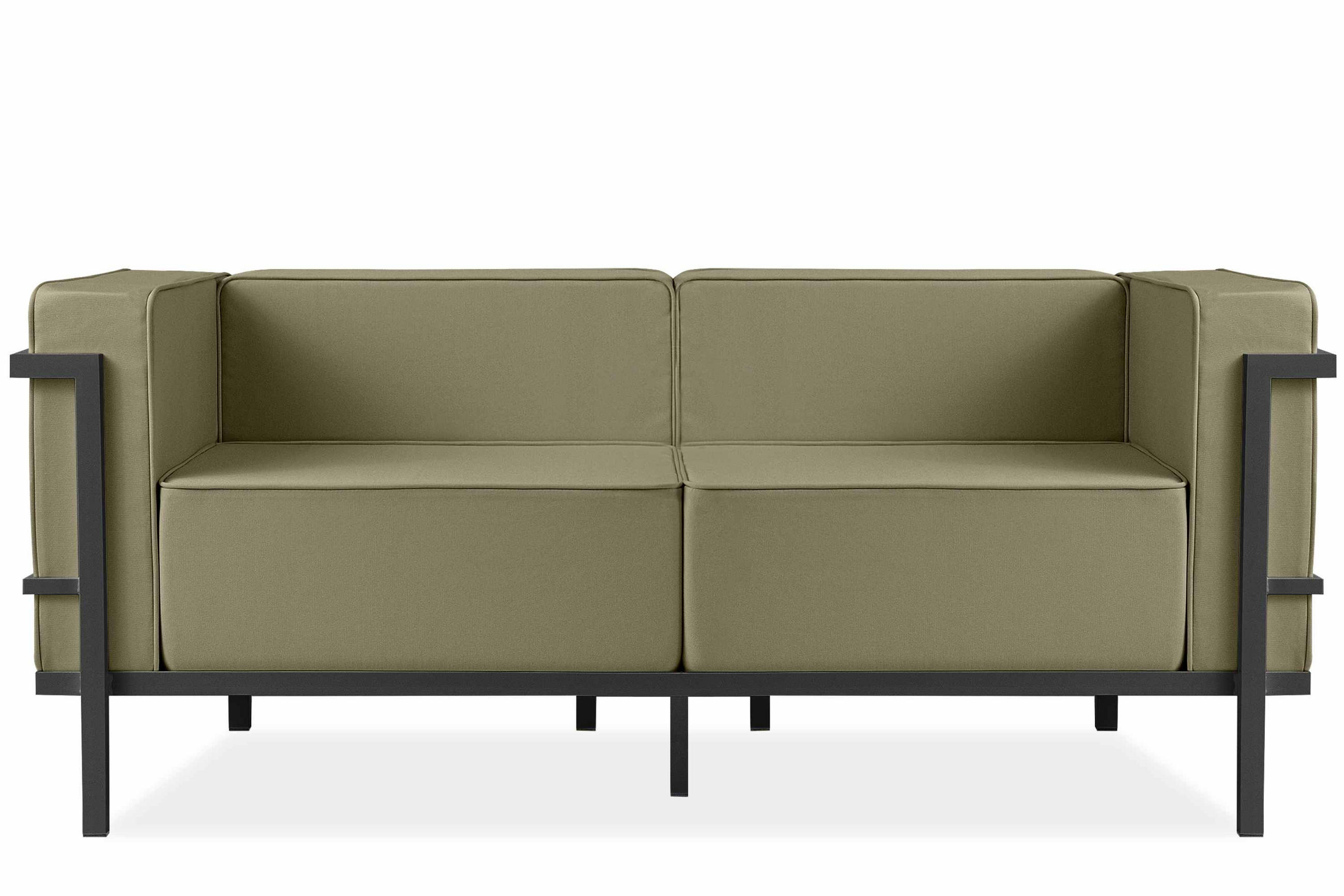 GARTENSOFA TRIGLO 2-Personen, Stahlrahmen, Modern, Dunkelgrau/Beige - Dunkelgrau/Beige, Textil/Metall (164/70/69cm) - KONSIMO®
