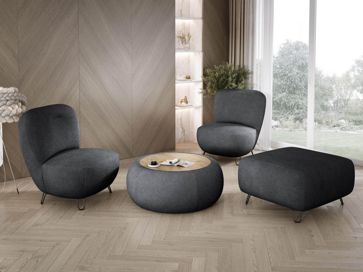 SESSEL LUIS, Skandinavischer Stil – Freistehend, 82×56×82 cm, SCHWARZ - Schwarz, Holz/Textil (82/82/66cm) - DomoHome