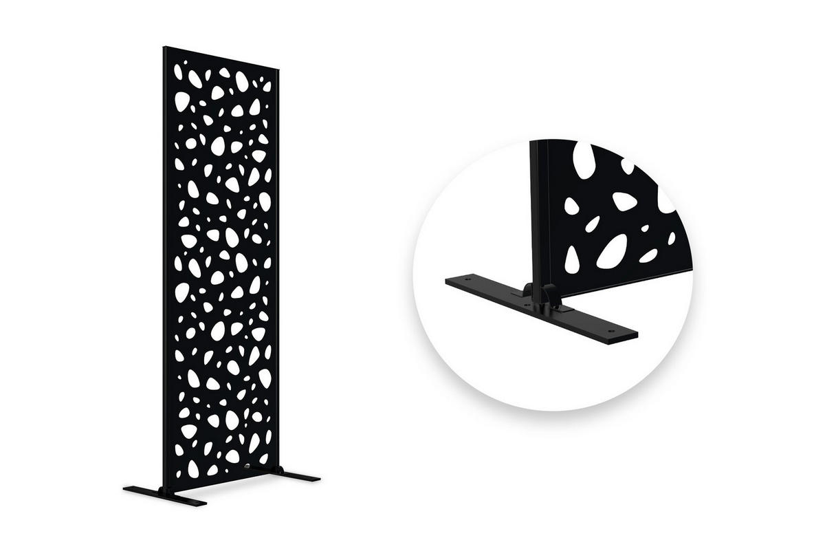 SICHTSCHUTZPANEELE dekorativ 2er-Set Sunny schwarz H.160cm Vollmuster - Schwarz, Metall (60/160cm) - Casanoov
