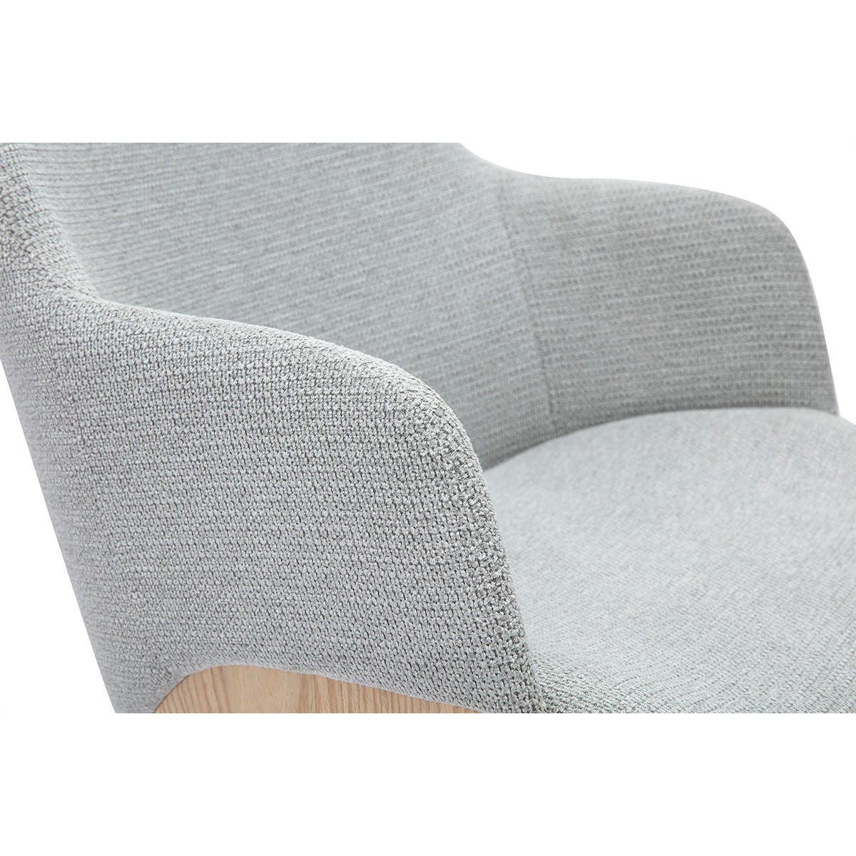STUHL aus grauem Chenille-Stoff und hellem Holz EARL - Grau, Textil (58/81/54cm) - Miliboo