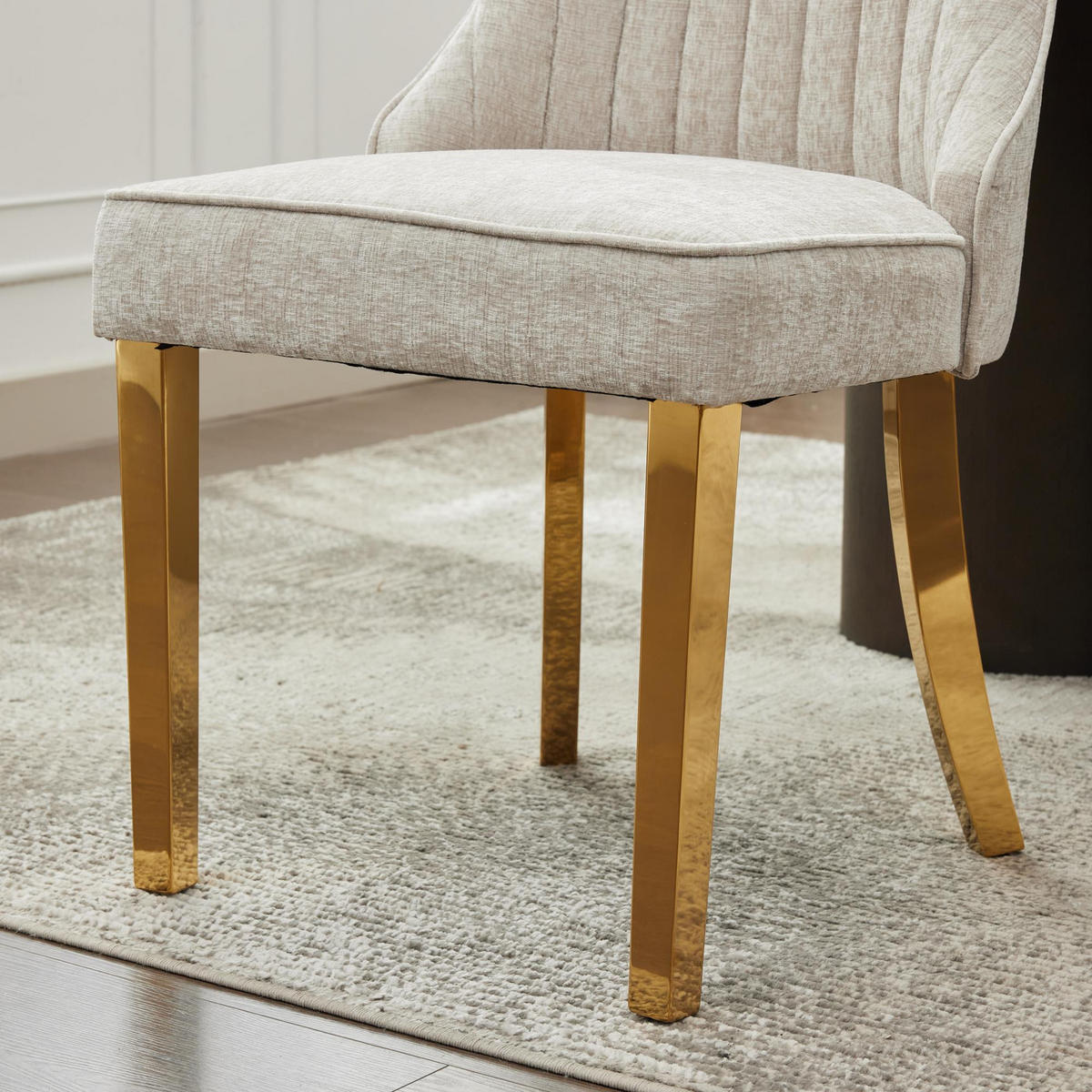 STUHL-SET DE-36306 2 Stück mit goldenen Metallbeinen Beige - Beige, Holz (50/95/65cm) - ComfortXL