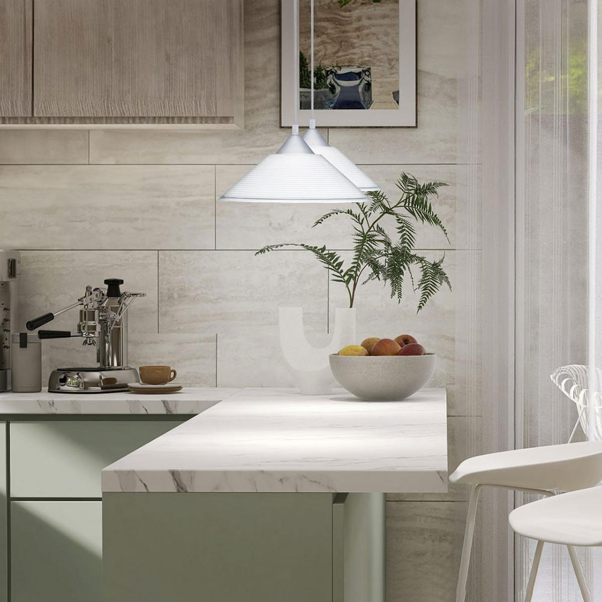 HÄNGELEUCHTE Weiß Metall - Weiß, Glas (30/30/125cm)