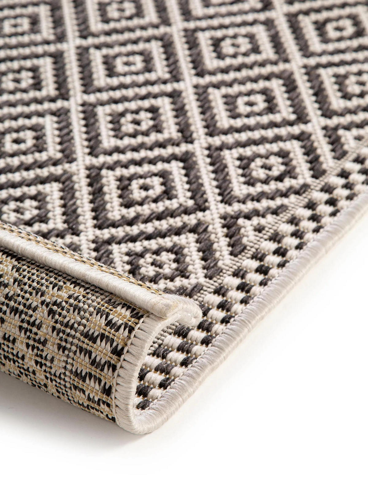 TEKAŠKI prt Cleo za notranjo in zunanjo uporabo, bela/črna, 80x240 cm - bela, umetna masa/tekstil (80/240cm) - benuta Nest