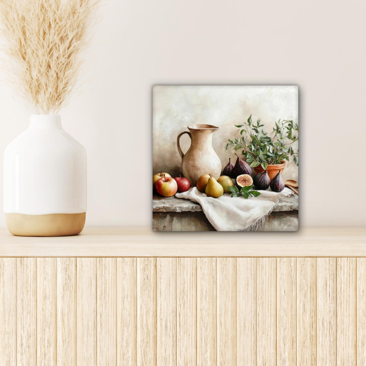 LEINWANDBILD Obst - Kräuter - Ländlich 20x20 cm - Naturfarben, Textil (20/20cm) - MuchoWow