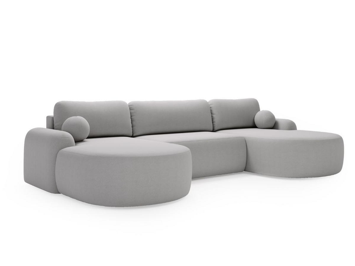 ECKSOFA Aurio U Bouclé-Stoff Grau - Schwarz/Grau, Kunststoff/Textil (347/177cm) - Graingold