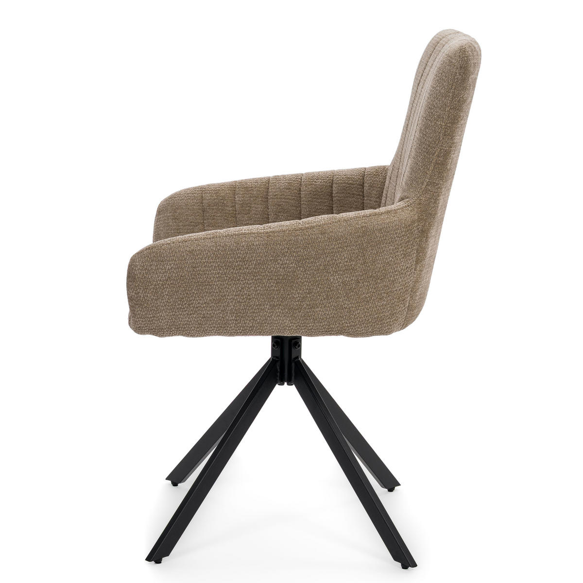 STUHL LUINO drehbar gepolsterter mit Steppung - beige - Chenille - Beige/Schwarz, Textil/Metall (58/87/60cm) - NEW HOME