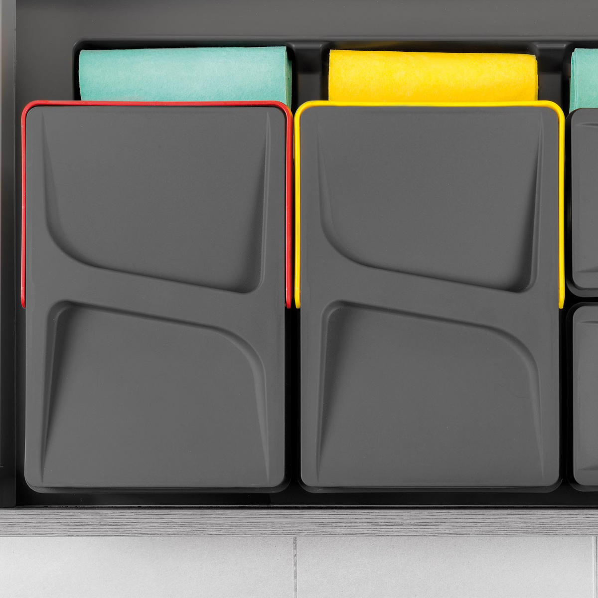 RECYCLINGBEHÄLTER für Küchenschublade, Höhe 266mm, 2x15l, Kunststoff anthrazitgrau 2er-set - Anthrazit, Kunststoff (21.6/27/31.2cm) - EMUCA