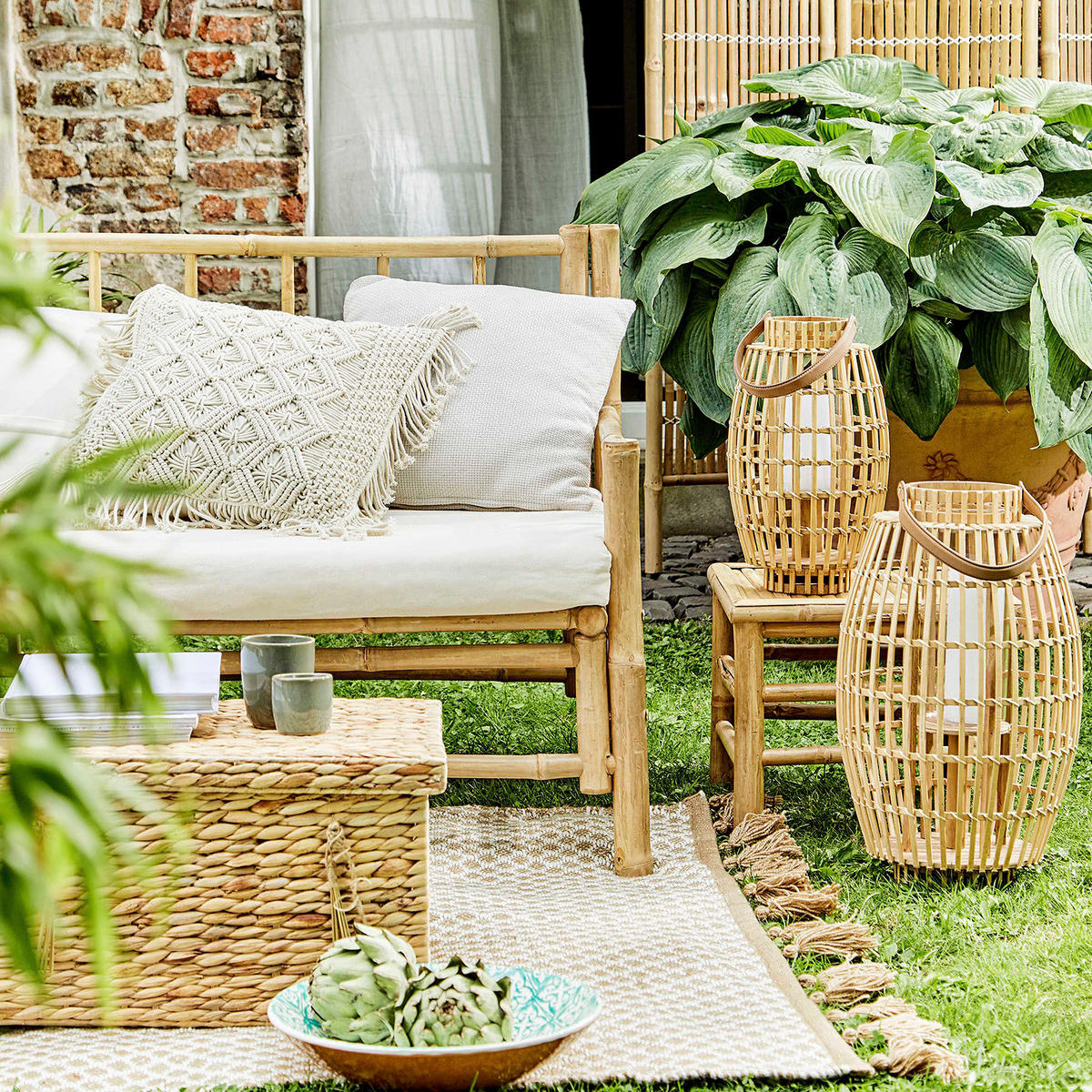 KISSEN Macramè - Weiß, Textil (45/1cm) - Butlers