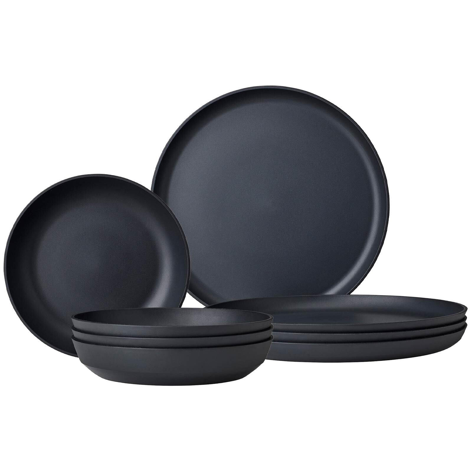 TAFEL-SET Silueta Nordic Black 8er Set - Schwarz, Kunststoff (1/1/1cm) - Mepal