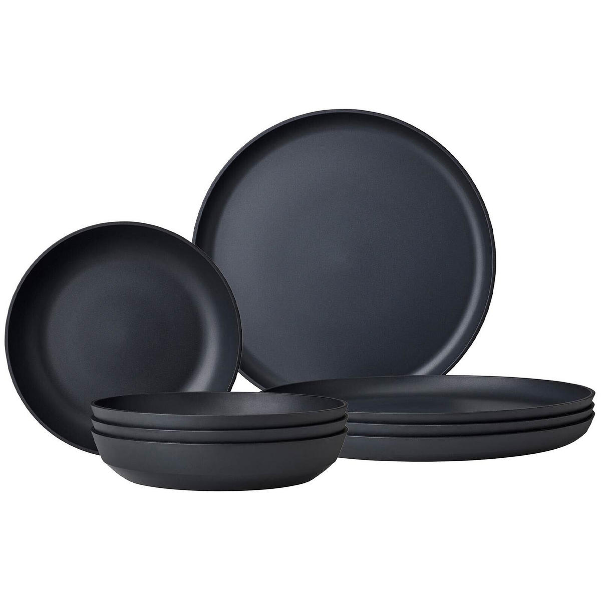 TAFEL-SET Silueta Nordic Black 8er Set - Schwarz, Kunststoff (1/1/1cm) - Mepal