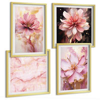 BILDER SET 4er Set - 50x50 cm & 40x60 cm Goldrahmen - Blumenarrangements aus weißen Rosen - Goldfarben, Kunststoff (50/50cm) - TULUP