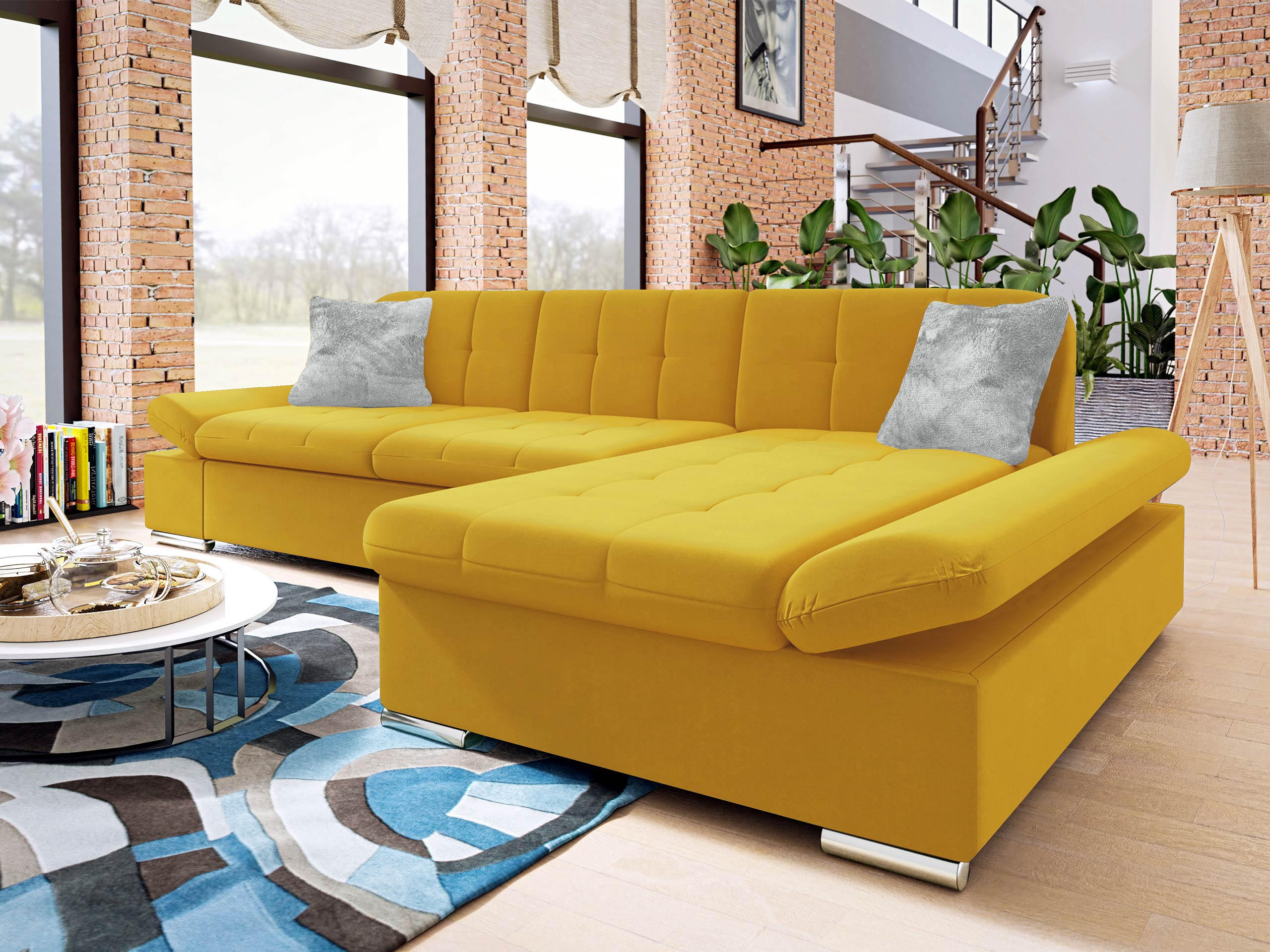 ECKSOFA Malwi Premiumi, Seite: Rechts - Dunkelgelb, Holz/Textil (278/161cm) - MIRJAN24
