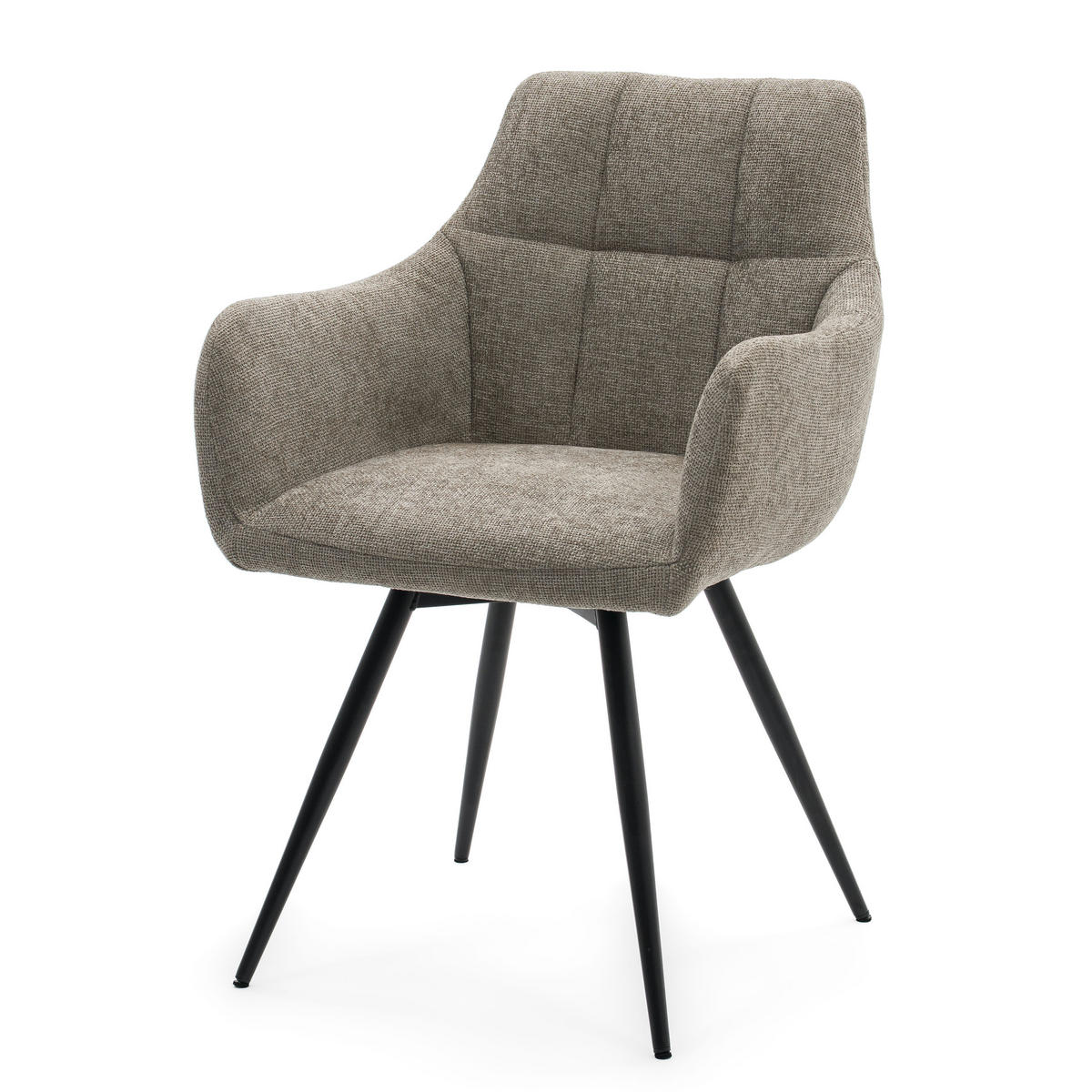 STUHL LUGANO drehbar gepolsterter mit Steppung - beige - Chenille - Beige/Schwarz, Textil/Metall (58/84/59cm) - NEW HOME