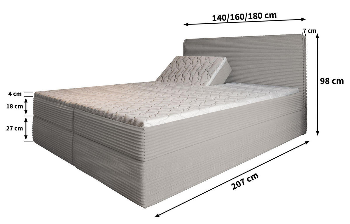 BOXBETT ASTOR 180x200 cm mit Matratze und Topper - Braun - Braun, Holz (180/200cm) - MASSENO