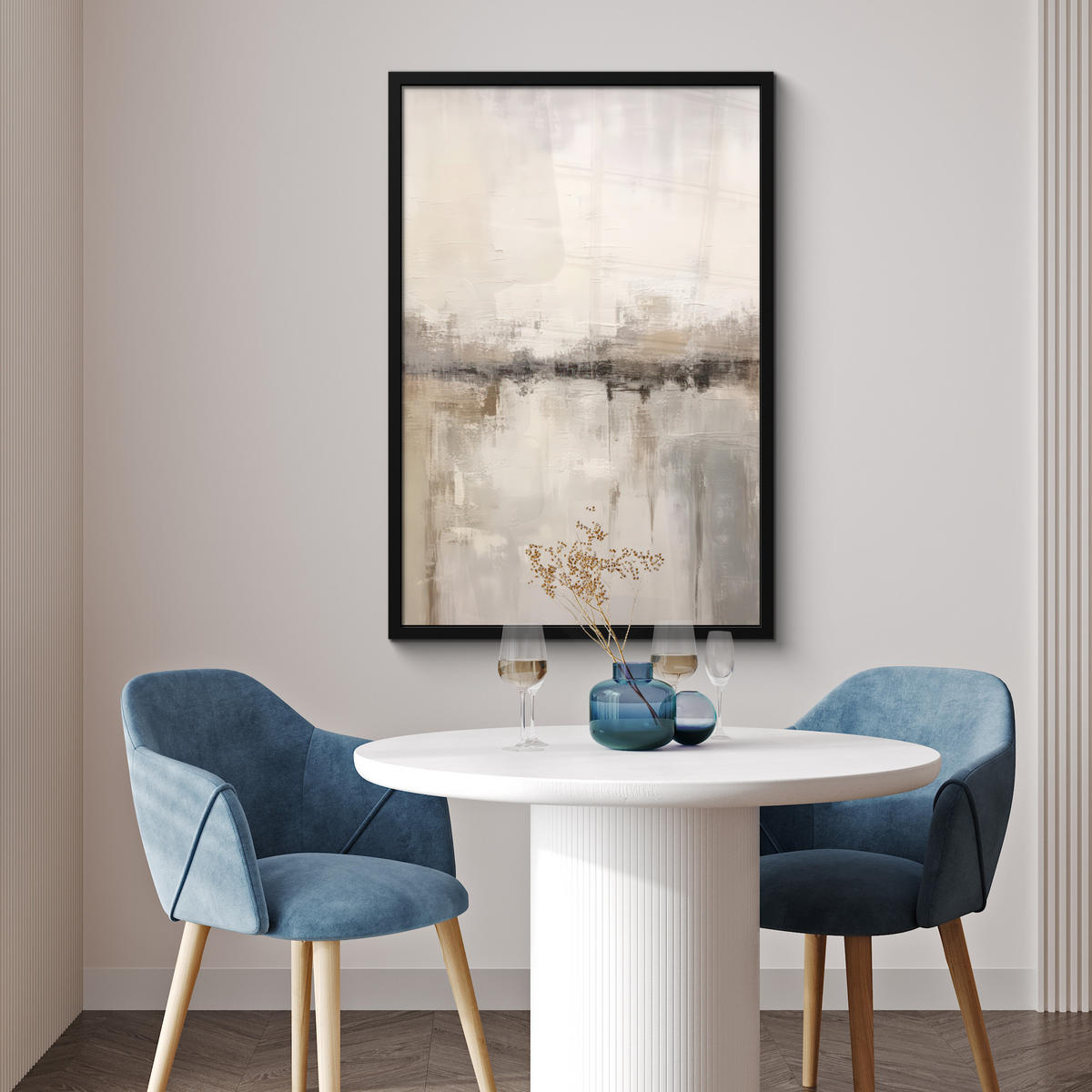 POSTER MIT RAHMENGERAHMTES BILD Moderne Kunst - Abstrakt - Beige 60x90 cm - Beige, Papier (60/90cm) - MuchoWow
