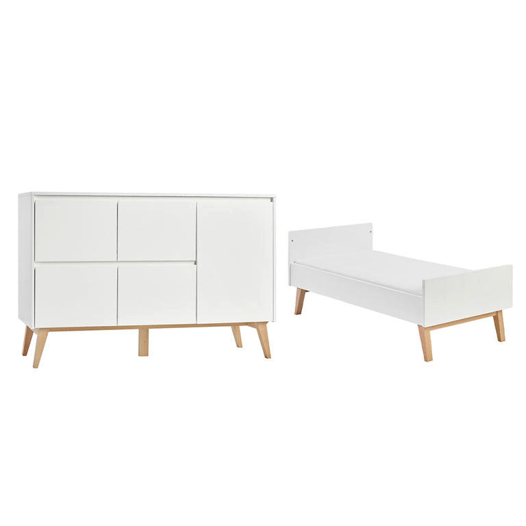 SOBA ZA BEBE 2-dijelni Bijelo i drvo - bijela, drvni materijal (144/89/76cm) - Petits-meubles