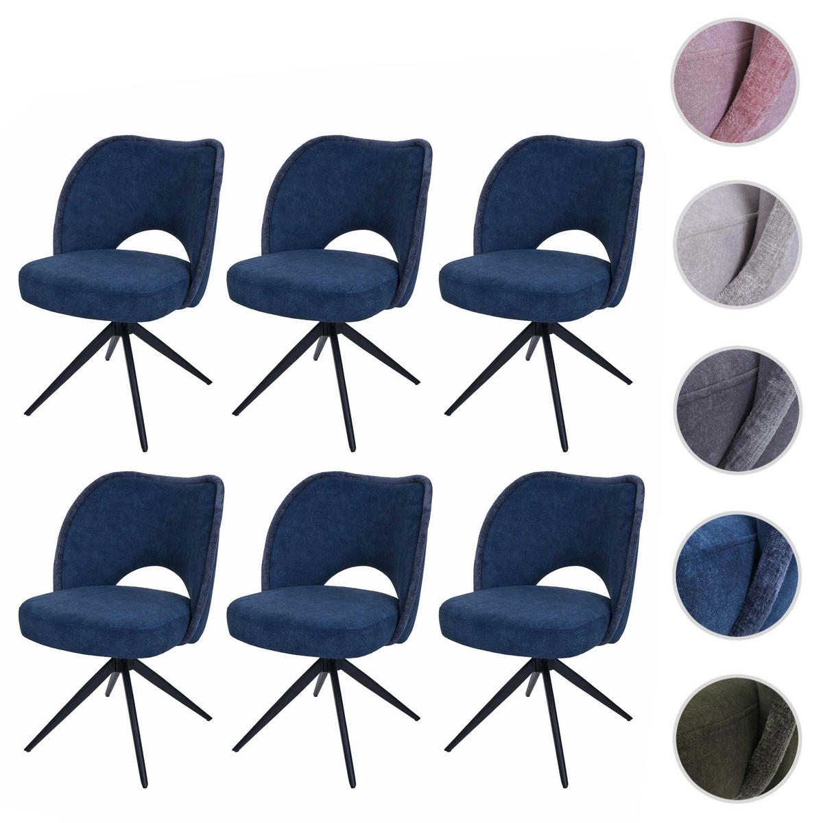 ESSZIMMERSTUHL Blau 6er-Set - Blau, Textil (54/8/60cm) - MCW