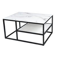 COUCHTISCH BOUTIQUE Marmor rechteckig Weiß 90cm - Schwarz/Weiß, Glas/Metall (60/90/45cm) - riess-ambiente