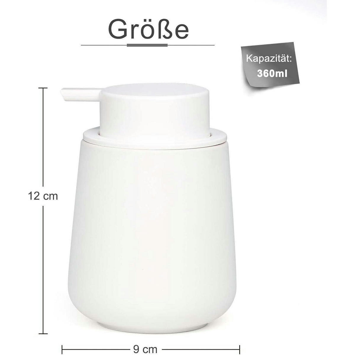 SEIFENSPENDER Keramik Weiss 350ml - Weiß, Keramik (9/12/9cm)