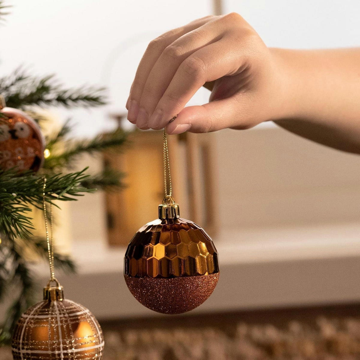 WEIHNACHTSKUGELN 16-teiliges Set 6 cm Bronze/Goldfarben - Multicolor, Kunststoff (6/6/6cm)