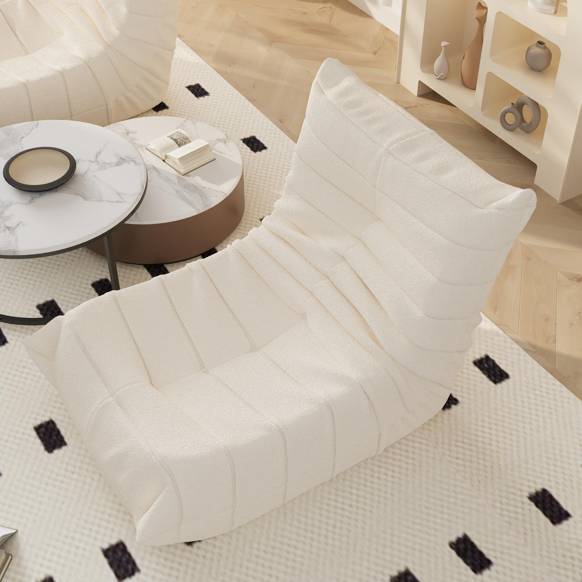 SITZSACK Boden-Sitzkissen Einzelsofa mit Rückenlehne,Relaxsessel Lazy-Sofa Schlafsofa für Bodenbereich,Beige - Beige, Textil (85/79/110cm) - EVRYAE