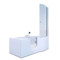 SENIORENDUSCHE Sitzwanne mit Tür S12D-EH-L-EC 170x85cm - Weiß, Glas/Kunststoff (170/85/200cm) - AcquaVapore by Sandra Jentho