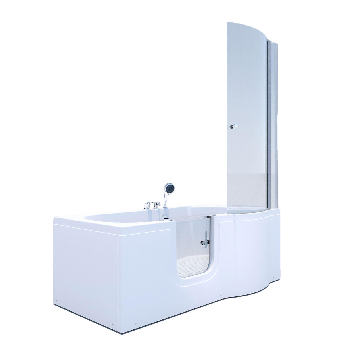 SENIORENDUSCHE Sitzwanne mit Tür S12D-EH-L-EC 170x85cm - Weiß, Glas/Kunststoff (170/85/200cm) - AcquaVapore by Sandra Jentho