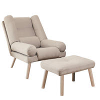 RELAXSESSEL LILA mit hocker, 75/75/100 cm, Beige - Beige, Holz/Textil (75/100/75cm) - Idohome