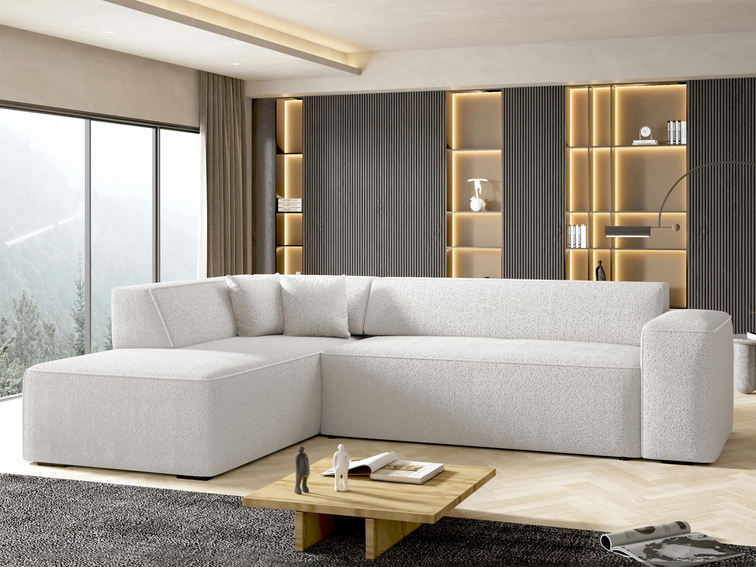 ECKSOFA Lordin Premium, Seite: Links - Creme, Holz/Textil (267/205cm) - MIRJAN24