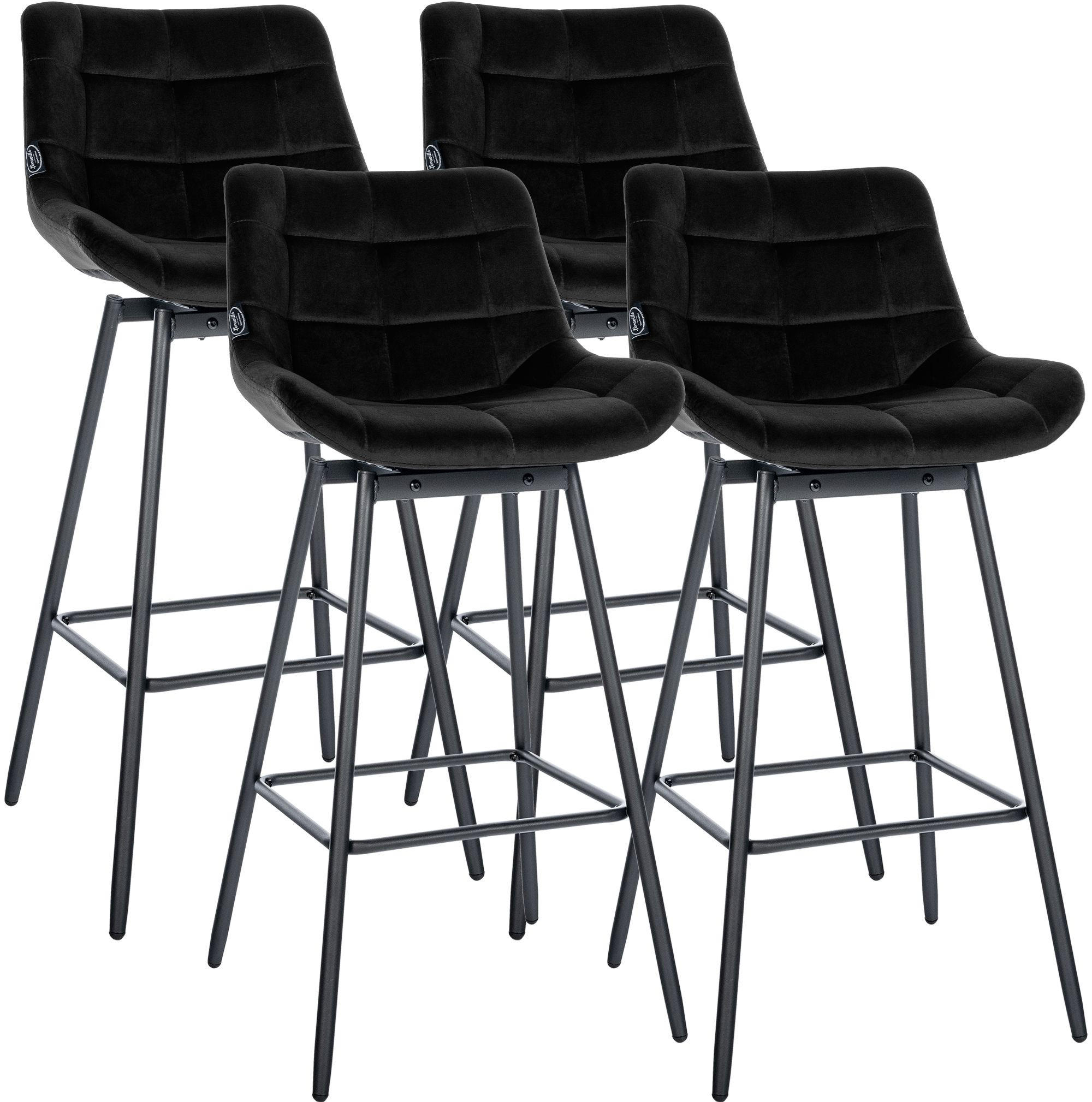 BARHOCKER 4 Samt Schwarz - Schwarz, Textil/Metall (49/105/56cm) - CLP