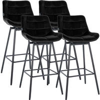 BARHOCKER 4er Set Samt Schwarz - Schwarz, Textil/Metall (49/105/56cm) - CLP