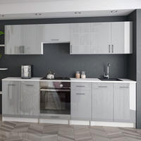 KÜCHENZEILE LECO 240 grau glanz - Grau, Holzwerkstoff (240/82/46cm) - roe furniture