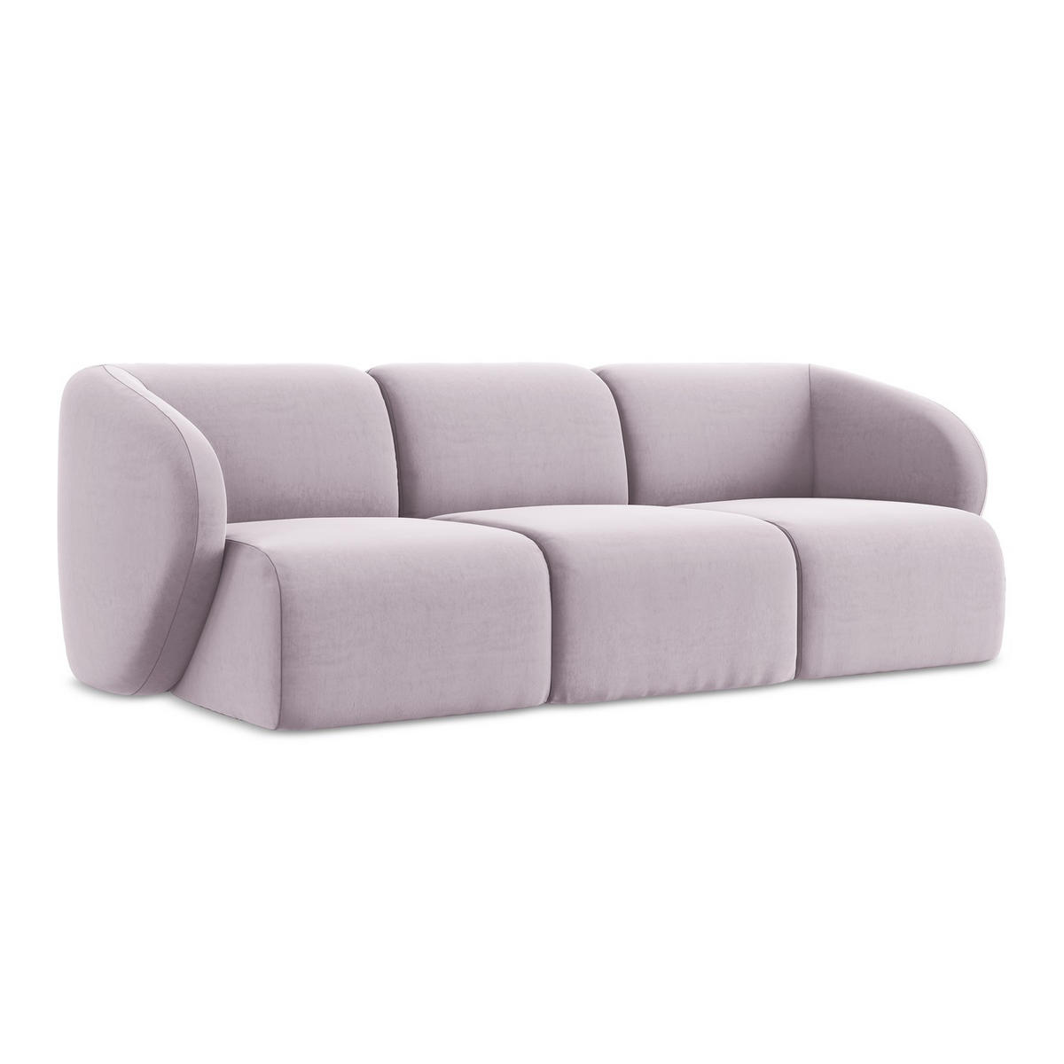 3-SITZER SOFA Samt Stoff Violett - Flieder/Schwarz, Holzwerkstoff/Kunststoff (244/75/94cm) - LaMiaSofa